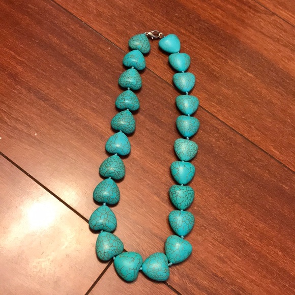 turquoise Jewelry - Turquoise heart strand necklace 17” turquoise Jewelry - Turquoise heart strand necklace 17”